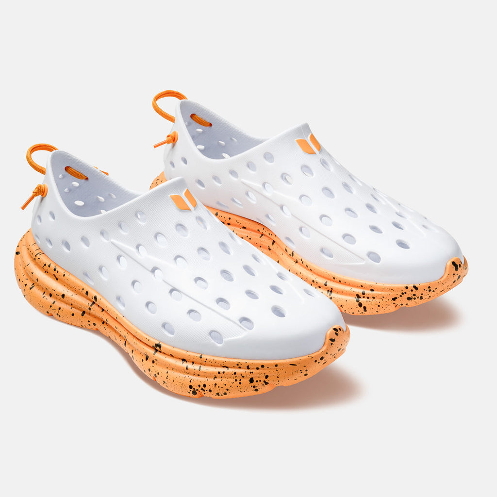 White/Electric Orange Speckle